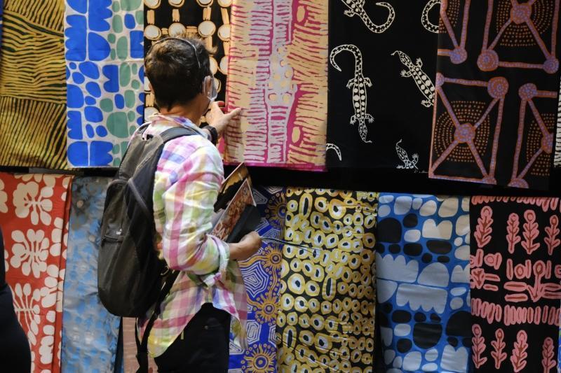 Image: Ikuntji Artists' booth, Darwin Aboriginal Art Fair, 2022. Photo: Michael Jalaru Torres